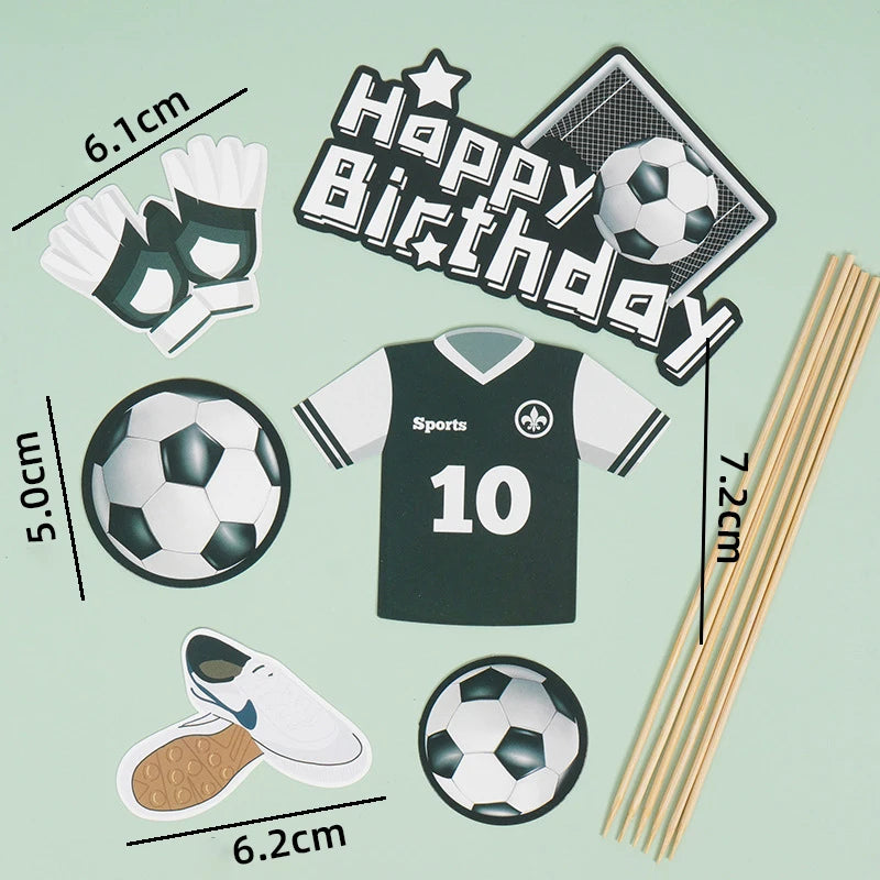 Football Boy Cake Topper Soccer Player Doll Decor for Birthday Party Sports Theme Childrens Celebration Supplies Cupcake Decor