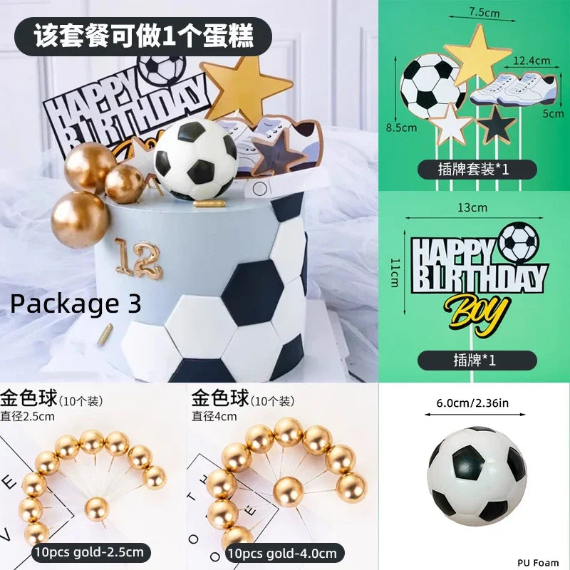 Football Boy Cake Topper Soccer Player Doll Decor for Birthday Party Sports Theme Childrens Celebration Supplies Cupcake Decor
