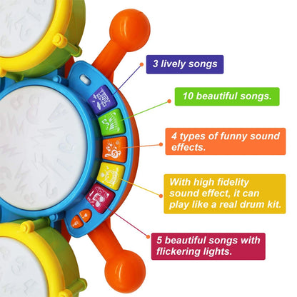 Kids Electric Drum Kit Toy – Musical Learning Instrument with Mic