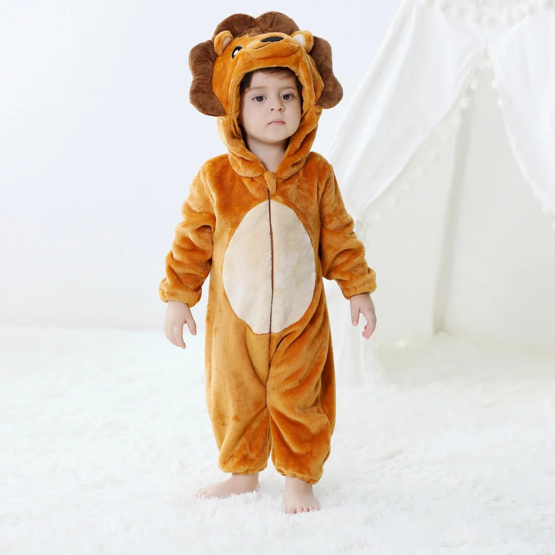 Baby Kigurumi Cute Lion Cartoon Romper Infant Kids Animal Onesies Jumpsuit Toddler Clothes Halloween Girls Boys Cosplay Costumes