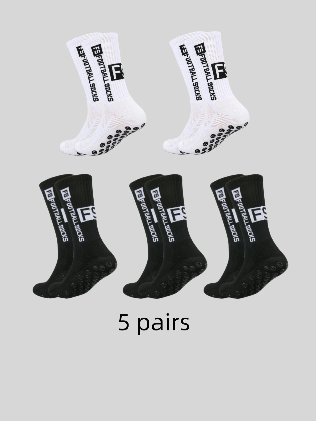 5 pairs of multi-color adhesive dots for anti slip, sweat absorption, and odor prevention FS football socks and sports socks