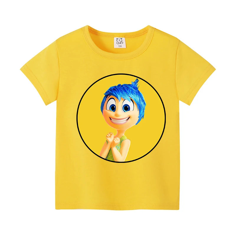 Inside Out 2 Joy Sadness Girls Boys Child T Shirt Clothes Tops Children's Clothing Summer Cute Short Sleeve Tee Kids Gift