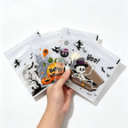100Pcs Small Halloween Treat Bags,Clear Self Adhesive Candy Bags, Plastic Cookie Bags for Trick or Treat, Halloween Goodie Bags