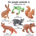 Oenux Mini Wild Forest Animals Insect Dinosaur Model Owl Fox Squirrel Hedgehog Fox Frog Figurines Cake Toppers Kid Toy Gift