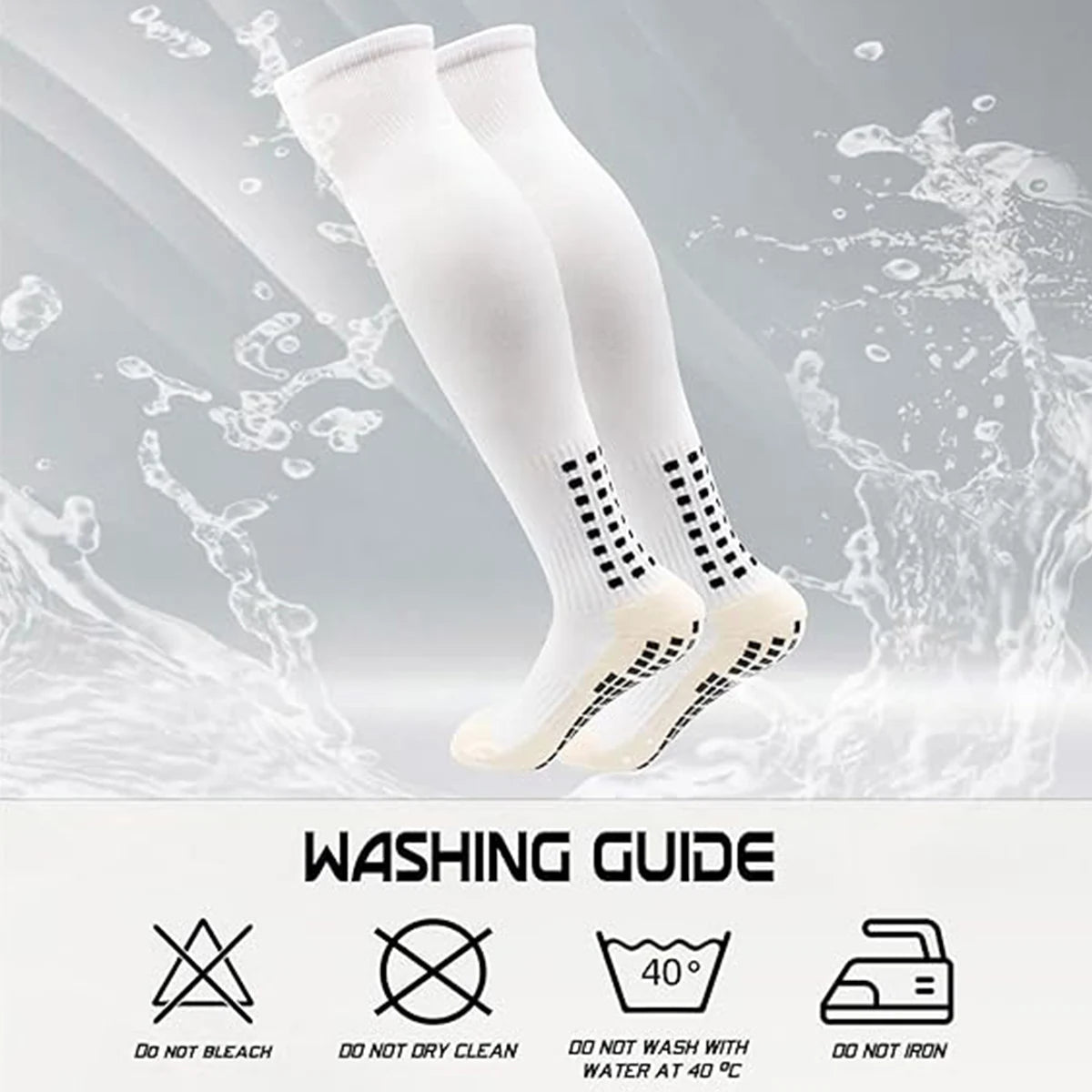Anti Slip Soccer Knee Socks,Non Slip Football/Basketball/Hockey Sports Grip Socks A Pair
