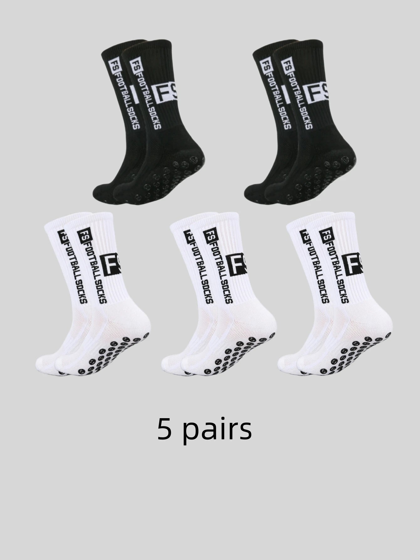 5 pairs of multi-color adhesive dots for anti slip, sweat absorption, and odor prevention FS football socks and sports socks
