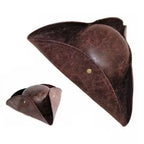 Faux Leather Pirate Hat Brown Captain Hat Vintage Button Masquerade Party Cosplay Costume Hat For Men Women Photography Props
