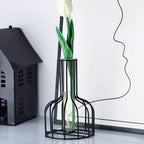 1Pc Hollow Iron Vase Dried Flower Art Arrangement Ornament Decorative Floral Display For Home Office Living Room Bedroom