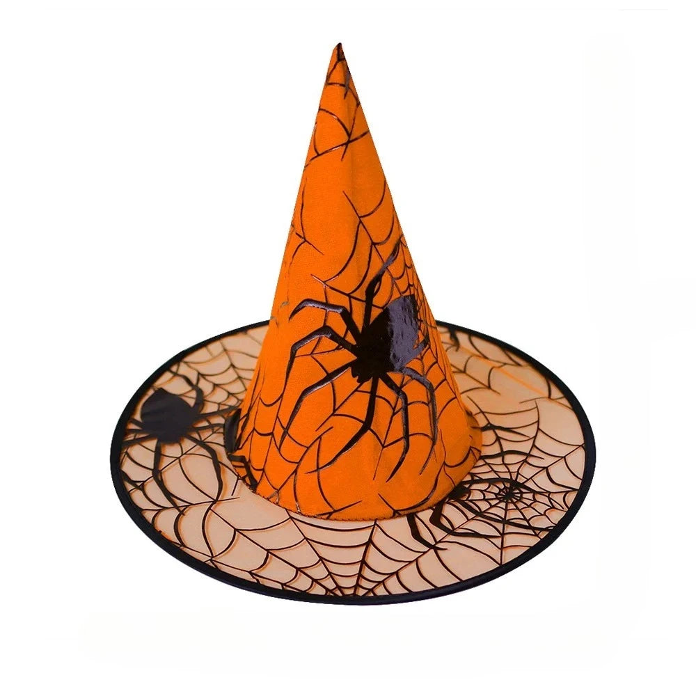 Witch Hat Halloween Decoration Supplies Witch Hat Children Adult Prom Party Dress Up Mesh Wizard Magics Hat for Party