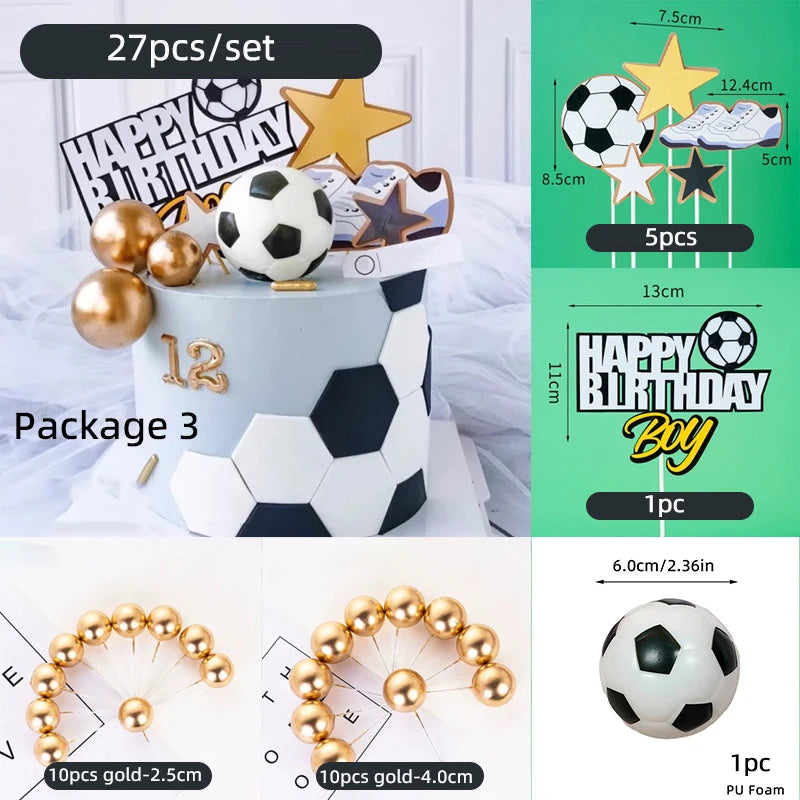 Football Boy Cake Topper Soccer Player Doll Decor for Birthday Party Sports Theme Childrens Celebration Supplies Cupcake Decor