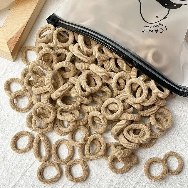 50/100Pcs Colorful Basic Nylon Ealstic Hair Ties for Girls Ponytail Hold Scrunchie Rubber Band Kid Fashion Hair Accessories