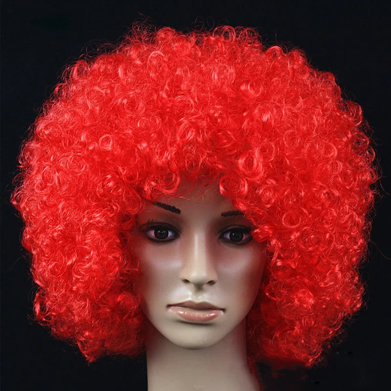 Women Curly Cosplay Wig Short Wavy Curly Hair Colorful Synthetic Wig For Daily Party Men Football Fan Wearing Kids Wigs