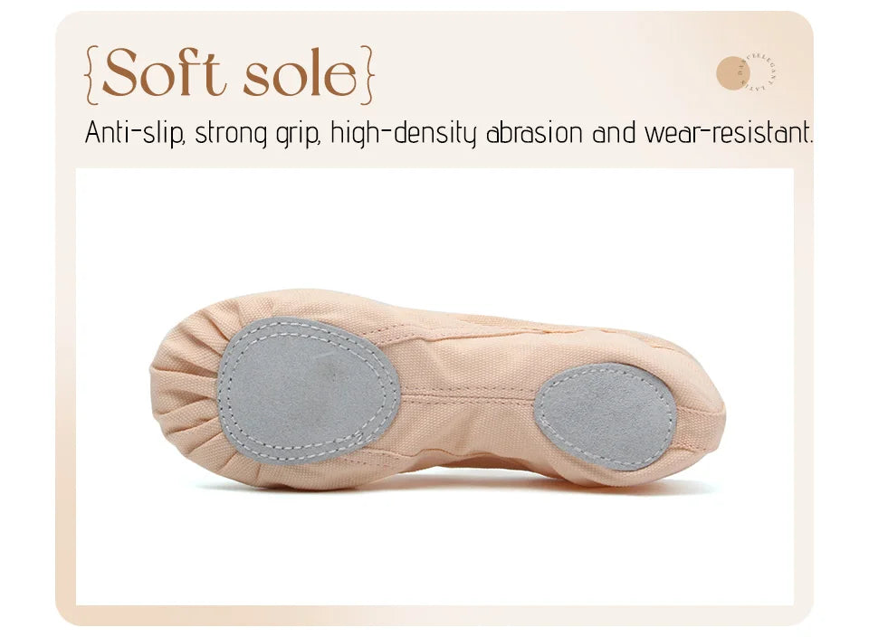 Canvas Ballet Shoes Split Sole Dance Slippers for Kids Adults
