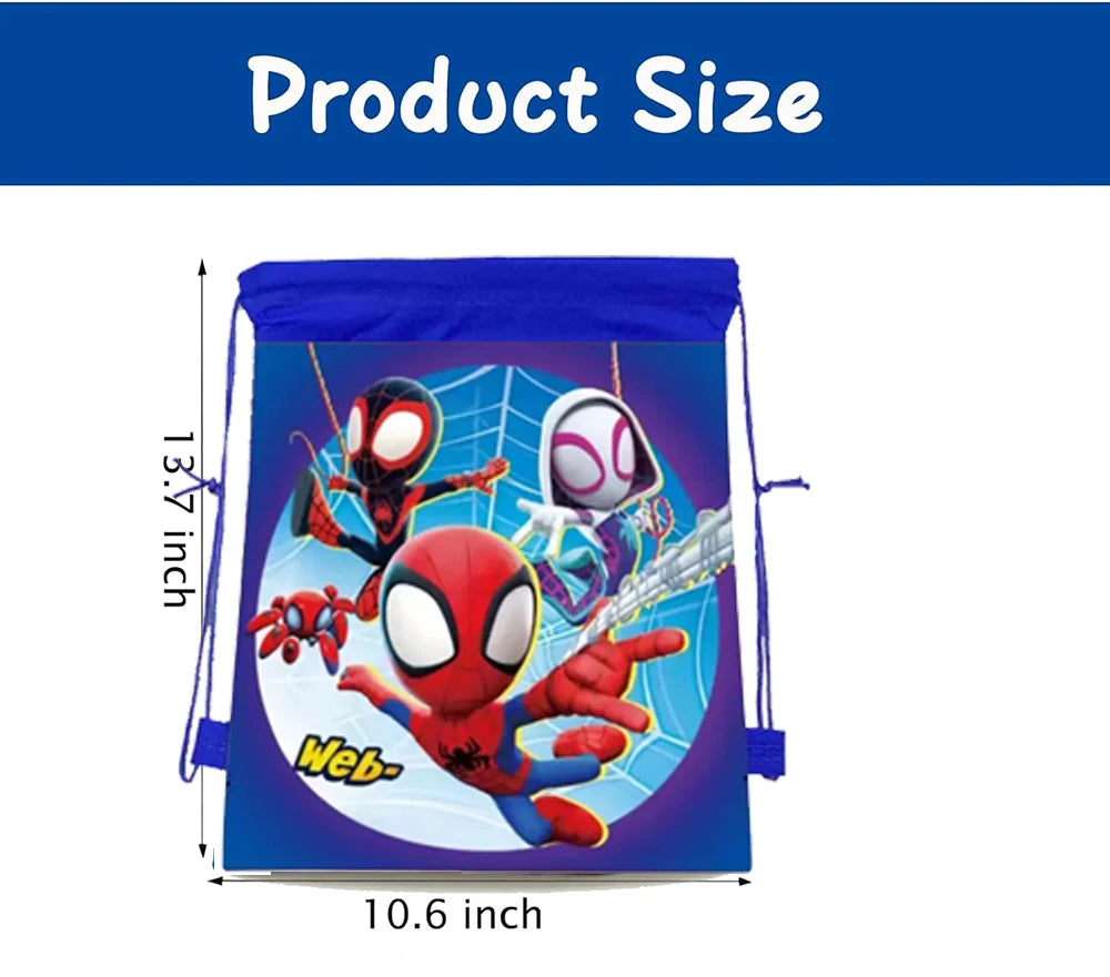 1/4/12Pc Cute Spider Nonwoven Loot Bag Drawstring Pockets Birthday Gift Bags for His Amazing Friends Party Supplies Spider Gifts