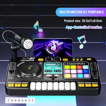 Kids DJ Mixer Toy with Microphone & Bluetooth Piano Keyboard