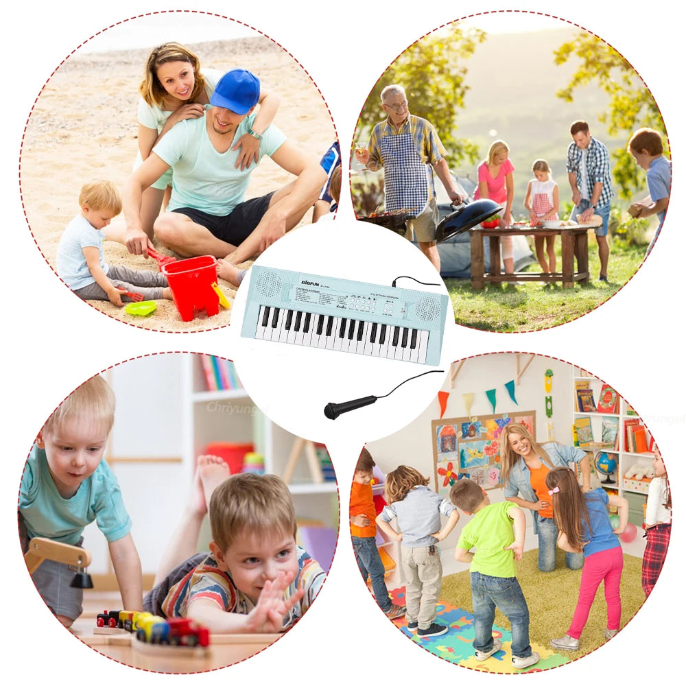 37-Key Kids Electronic Piano Keyboard with Microphone Musical Toy