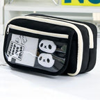 9-layer Large Capacity Pencil Case with Transparent Compartment and Magnetic Button Flip for Retrieval