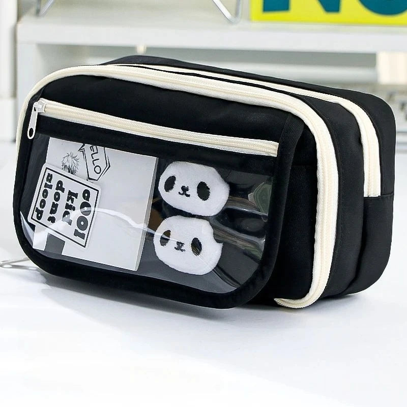 9-layer Large Capacity Pencil Case with Transparent Compartment and Magnetic Button Flip for Retrieval