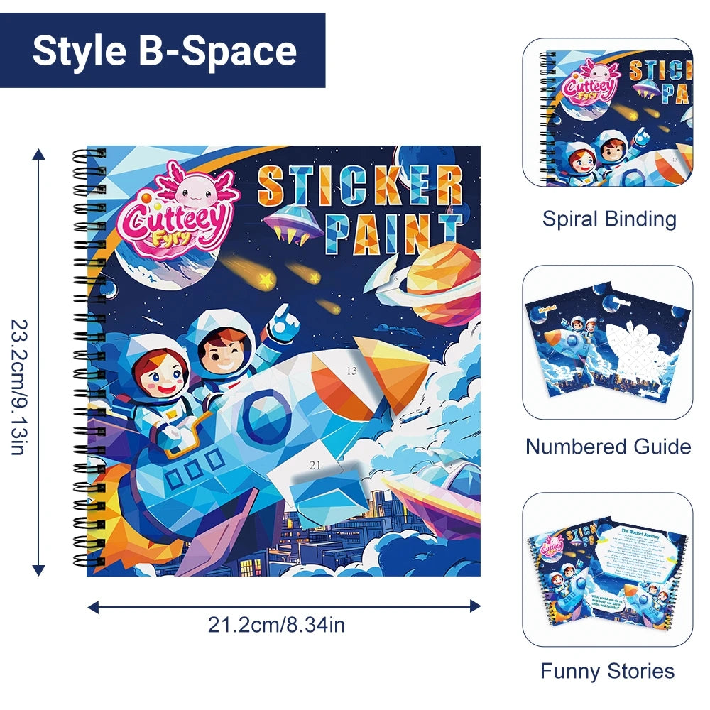 1/2PCS CutteeyFyry Sticker Book By Number Unicorn Stickers Paint Book For Kids Paint by Number Sticker Book Keep Kids Busy