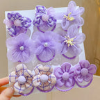 10Pcs Children's Mesh Flower Hair Loop with Good Elasticity, Baby Tie Headband, Princess Headwear, Cute Girl Elastic Band