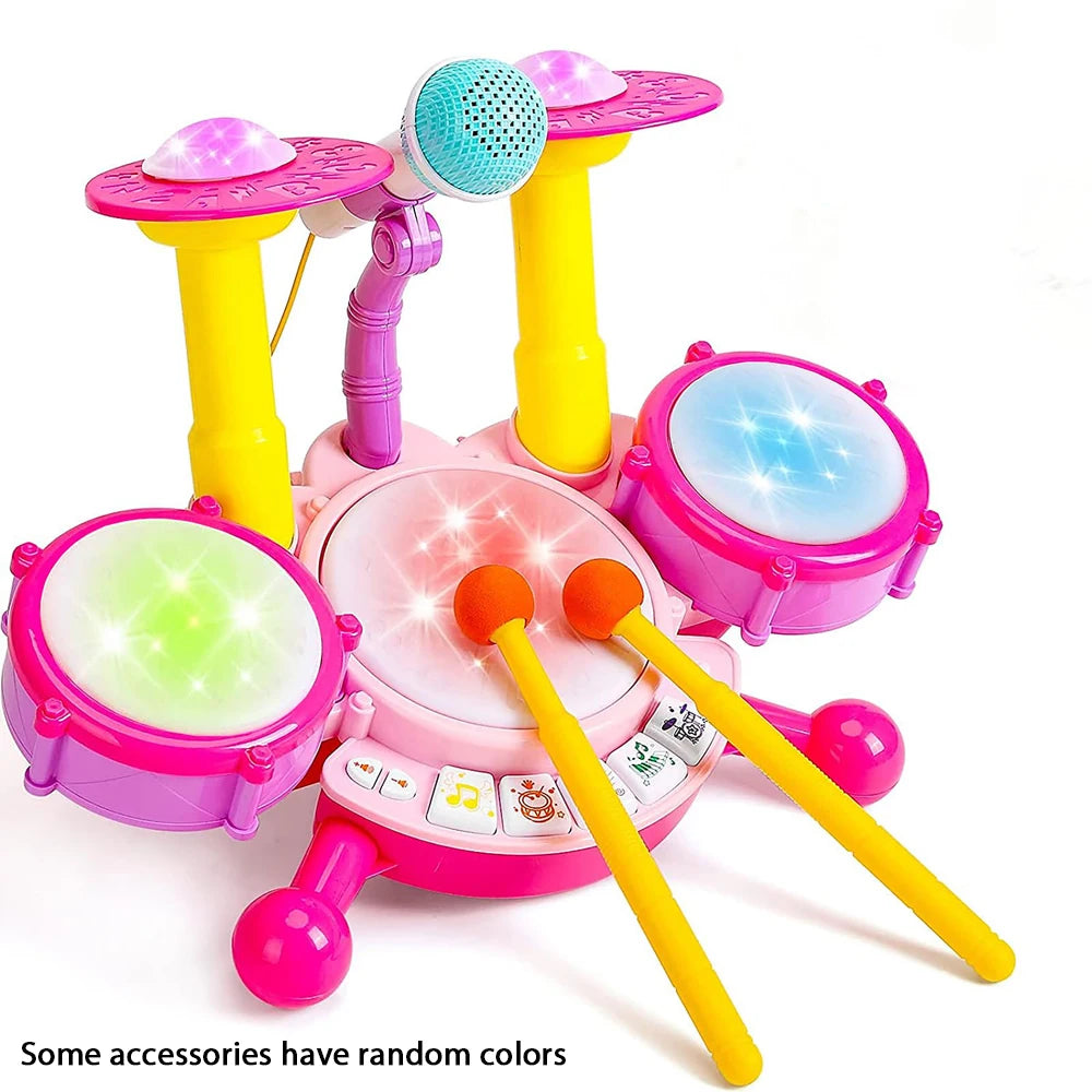 Kids Electric Drum Kit Toy – Musical Learning Instrument with Mic