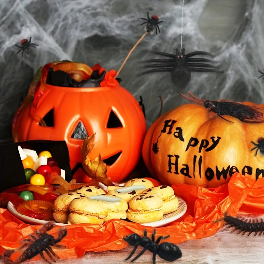 50pcs Realistic Bugs Funny Toy Fake Cockroach Novelty Insects Halloween Prank Simulation Tricky Disgusting Scary Party Supplies