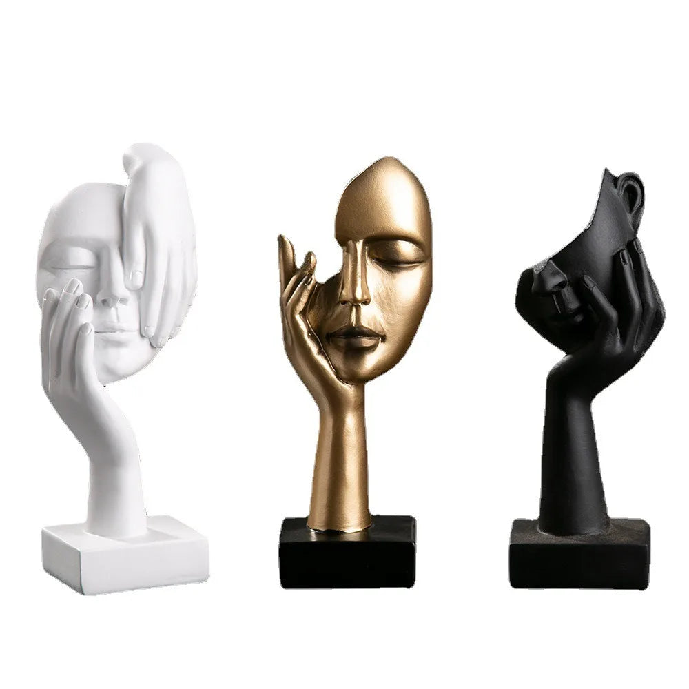 Nordic Resin Abstract Statue Desktop Ornaments Sculpture Figurines Face Character Light Luxury Art Crafts Office Home Decor