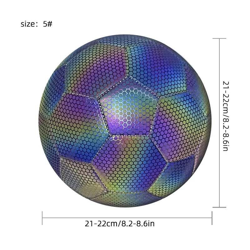 1pc Size 5 Reflective Football, Luminous Colorful Soccer Ball For Indoor And Outdoor Training 1pc Size 5 Reflective Football, Lu