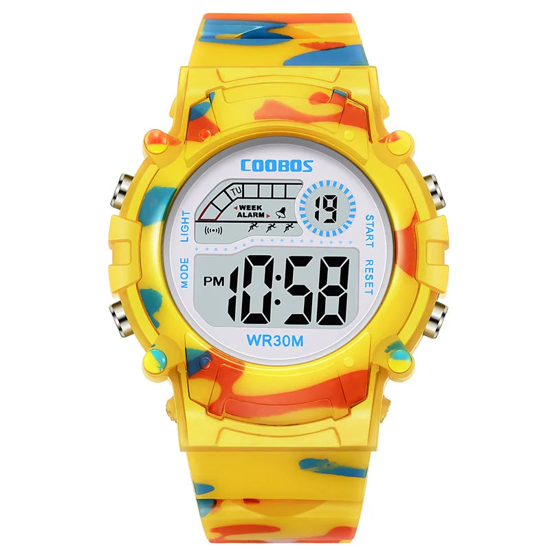Sport Digital Watch for Kids Waterproof Luminous Children's Electronic LED Watch Fashion Multi-function Week Display Kids Watch