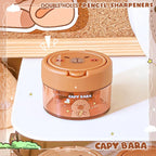 Cute Capybara Cartoon Flip-Top Dual Hole Sharpener for Kids Mini Portable Compact Pencil Sharpener School Supplies Learning Tool