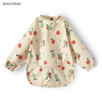New Children Feeding Aprons Long Sleeve Baby Bib with Pocket Full Cover Baby Bibs with Pocket Waterproof Long Sleeve Bibs