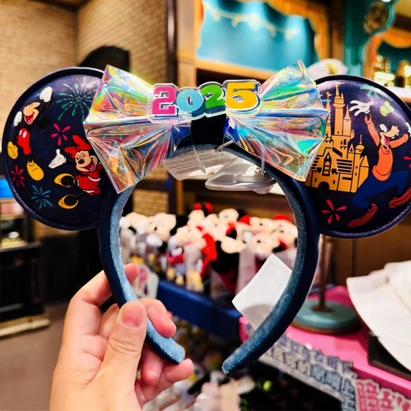 Disney Princess Headband Mickey Ear Rapunzel Sequin Bow Hair Hoop Birthday Gift Girl Accessories Halloween Gift Christmas Jack