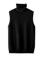Women 100% Merino Wool Sleeveless Pullovers Turtleneck Sweater Waistcoat Wool Knitwear Spring Autumn Winter Fashion Vest Tops
