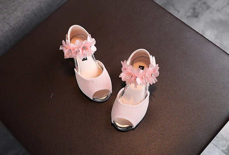 Girls Rhinestone Flower Shoes Princess Dress Pumps for Kids