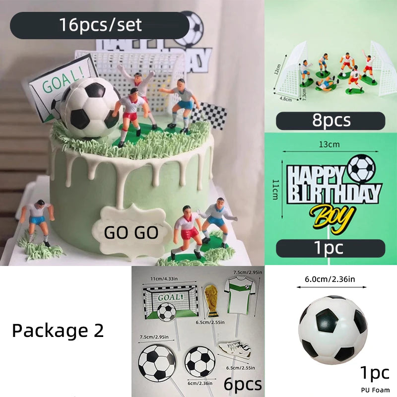 Football Boy Cake Topper Soccer Player Doll Decor for Birthday Party Sports Theme Childrens Celebration Supplies Cupcake Decor
