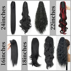 Synthetic Long Straight Claw Clip On Ponytail Hair Extensions 24Inch Heat Resistant Pony Tail Hair piece For Women Daily Party