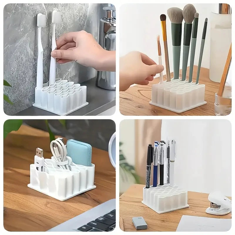 Multi Purpose Pen Holder with Desktop Storage Compartments