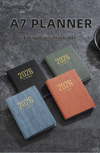 A7 specification 2026 English planner book, mini portable pocket daily schedule book, 64 sheets 128 page thin weekly calendar