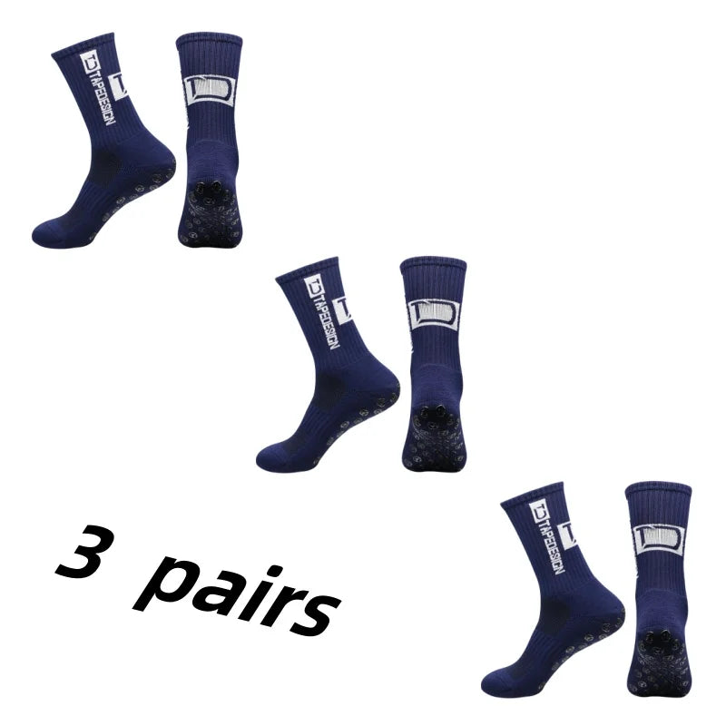 3Pairs/Lot New in ANTI SLIP Tapedesign Football Socks Mid Calf Non-Slip Soccer Sport Cycling Sports Mens Sock Women