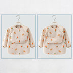 1PC Child Feeding Bib Waterproof Long Sleeve Apron Rice Pocket Feeding Blouse Toddler Bibs Children's Summer Thin Feeding Smock
