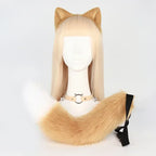 FluffyAnime Animal Fur Fox Tail Cat Paws Gloves and Ears Headwear Face Mask Cosplay Costume  Set Halloween Party Accessorie