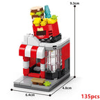 Mini ABS Self-Locking Bricks Street View Blocks Panda Coffee Ice Cream Flower Shop DIY Toy for Kids Girls Birthday Gift