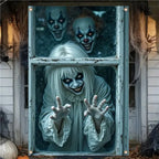 Scary Halloween Curtain Window Banner Horror Hanging Cloth Family Party Decoration Witch Zombie Ghosts Super Terrifying Backdrop
