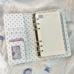 A6 Polka Dot Cloth Binder Notebook 6-Hole Loose Leaf Portable DIY Scrapbook Journal Multi Pocket Photo Album Planner School Gift