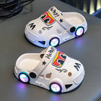 New 2026 Kids Glowing Slippers Summer Outdoor Two-Way Wear Anti-Slip Cute Small Children Sandals Boys Slip-On Home Slippers