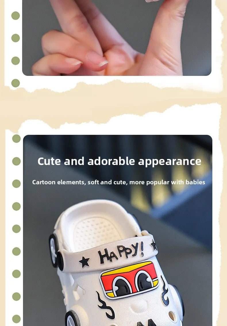 New 2026 Kids Glowing Slippers Summer Outdoor Two-Way Wear Anti-Slip Cute Small Children Sandals Boys Slip-On Home Slippers