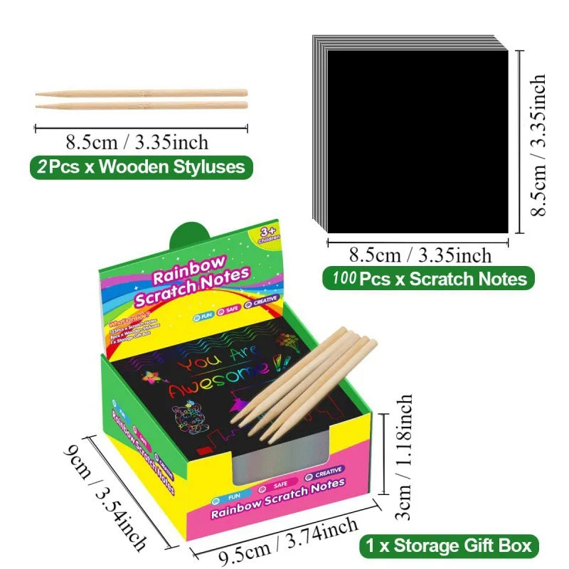 Rainbow Reveal Craft Kit for Kids | Wooden Stylus Scratch Art Set