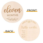 Wooden Wood Chip Month Souvenir Card Baby Growth Milestone Double Sided Laser Engraved Wooden Chip Newborn Photography Props