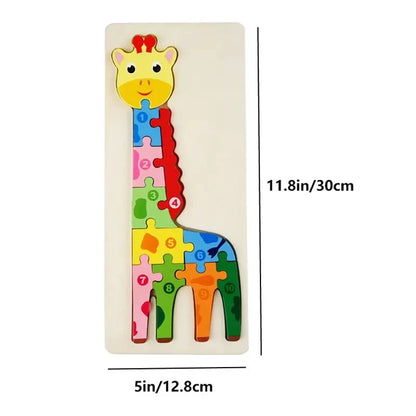 Wooden Puzzles for Kids Number, Dinosaur & Animal Jigsaw Toy