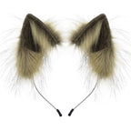 Handmade Faux Fur Animal Ears Headband Furry Cat Fox Ear Hairhoop Headwear Costume Accessory for Cosplay Masquerade
